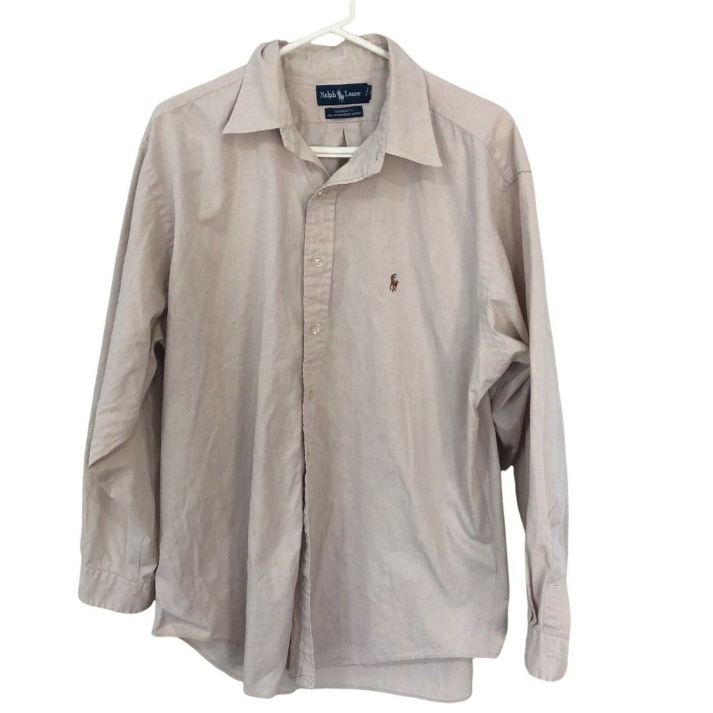 Ralph Lauren Yarmouth Mens Shirt Sz 17 34/35 Button Down Cotton Pinpoint Oxford
